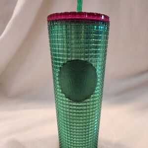 Starbucks Green Tumbler with Pink Lid